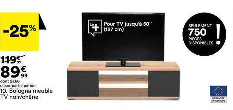 bologna meuble tv noir/chêne