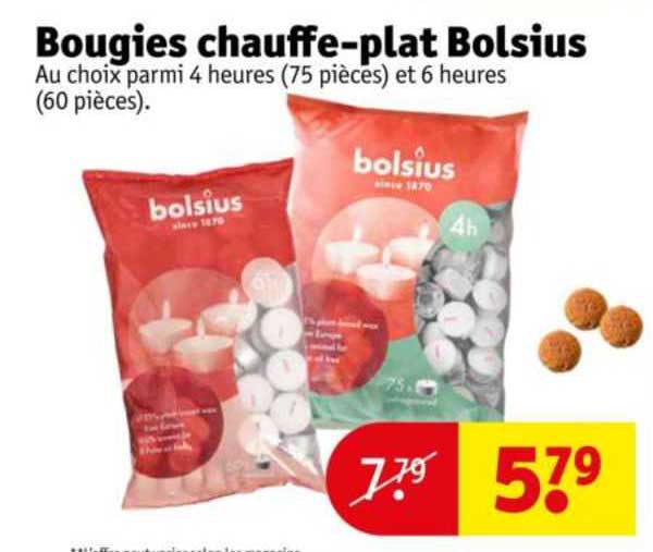 bougies chauffe-plat bolsius