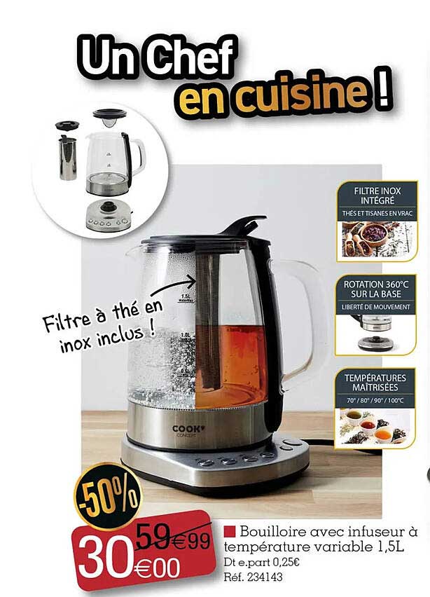 bouilloire avec infuseur à température variable