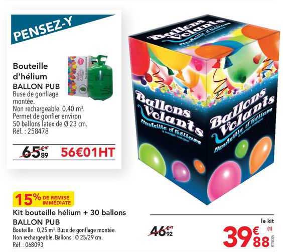 bouteille  d'hélium ballon pub