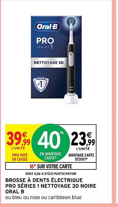brosse à dents électrique pro séries 1 nettoyage 3d noire oral b