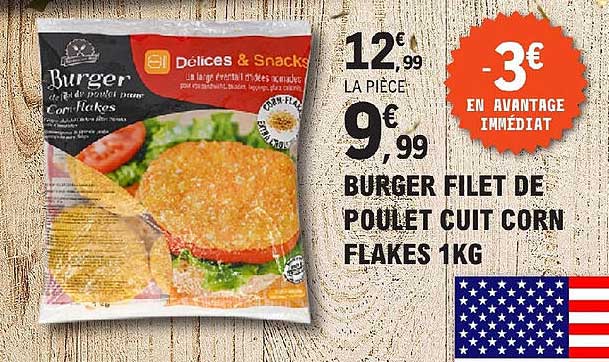 burger filet de poulet cuit corn flakes