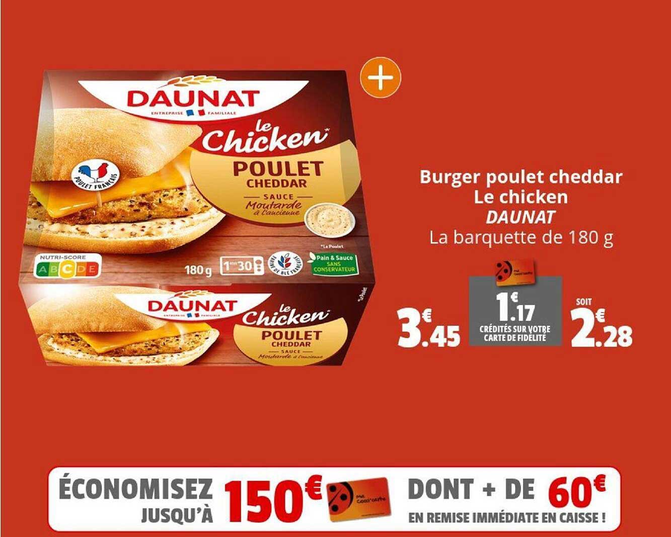 burger poulet cheddar le chicken daunat