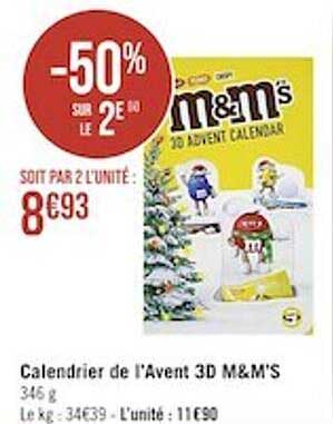 calendrier de l'avent 3d m&m's