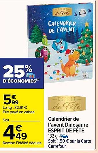 calendrier de l'avent dinosaure esprit de fête