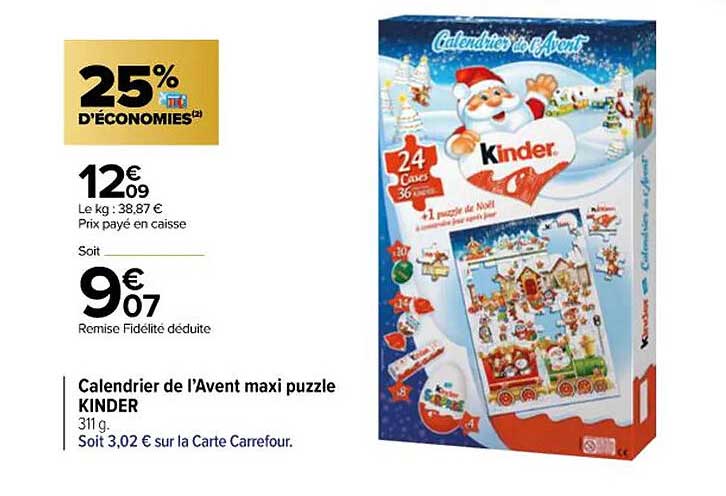 calendrier de l'avent  maxi puzzle kinder