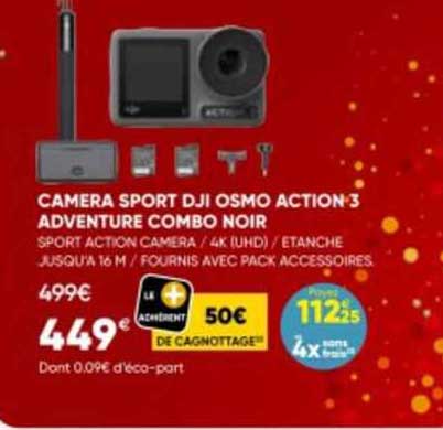 caméra sport dji osmo action 3 adventure combo noir