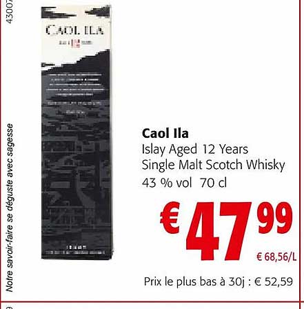 caol ila islay aged 12 years single malt scotch whisky 43% vol