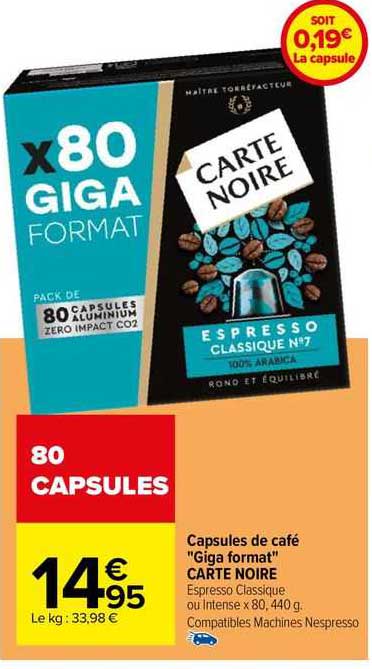 capsules de café "giga format" carte noire