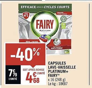 capsules lave-vaisselle platinum+ fairy