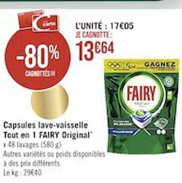 capsules lave-vaisselle tout en 1 fairy original