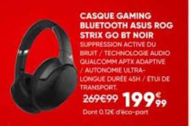 casque gaming bluetooth asus rog strix go bt noir