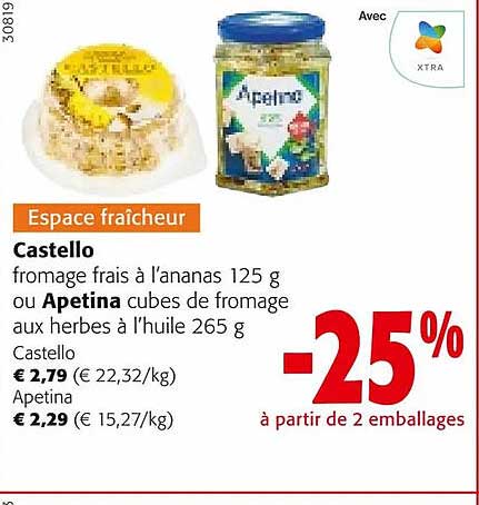 castello fromage frais à l'ananas ou apetina cubes de fromage aux herbes à l'huile