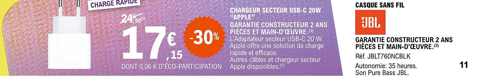 chargeur secteur usb-c 20w "apple"