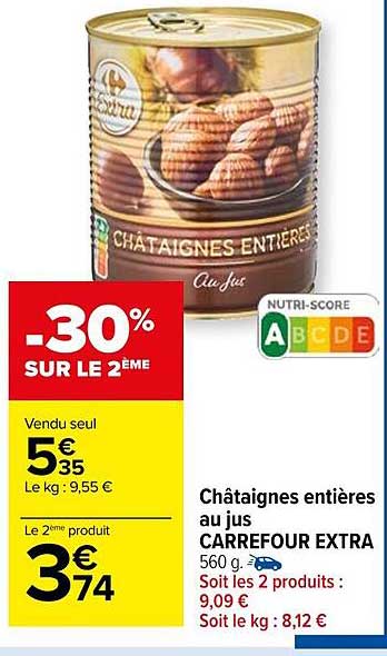 Châtaignes Entières Au Jus Carrefour Extra