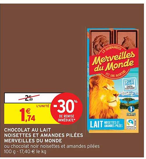 chocolat au lait noisettes et amandes pilées marveilles du monde