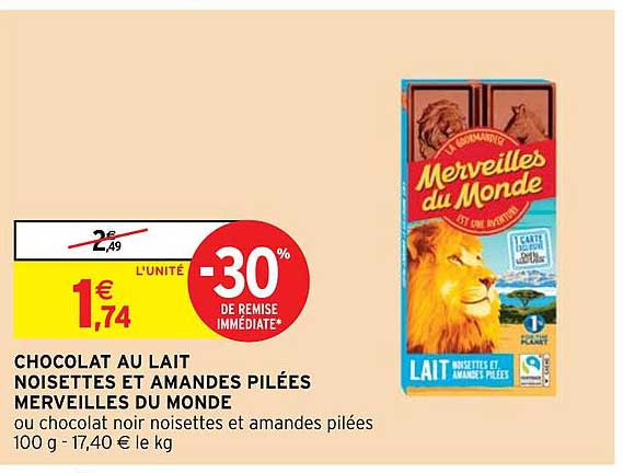 chocolat au lait noisettes et amandes pilées merveilles du monde