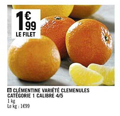 clémentine variété clemenules catégorie 1 calibre 4-5