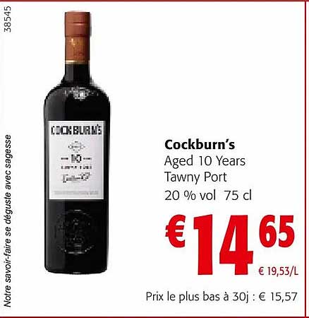 cockburn's aged 10 years tawny port 20% vol