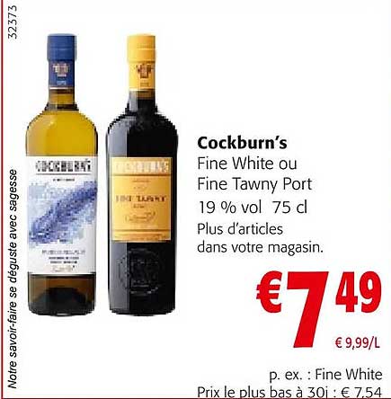cockburn's fine white ou fine tawny port 19% vol