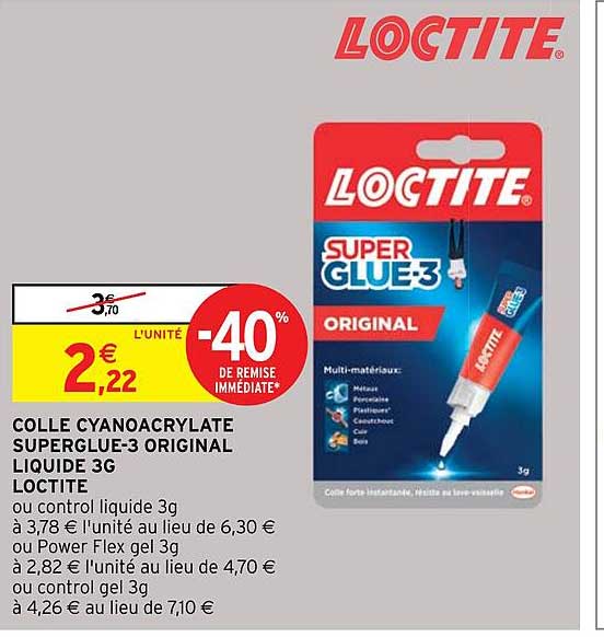 Colle Cyanoacrylate Superglue-3 Original Liquide 3g Loctite
