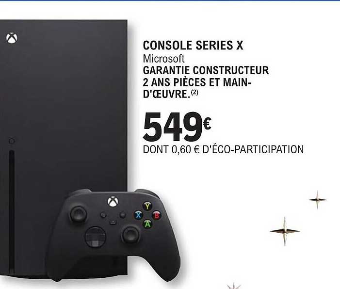 console  series x microsoft granitie  constructeur 2 ans pieces et main-d'oeuvre
