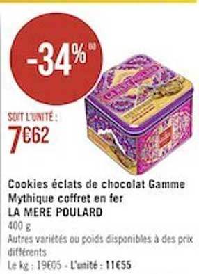 cookies éclants de chocolat gamme mythique coffret en fer la mère poulard
