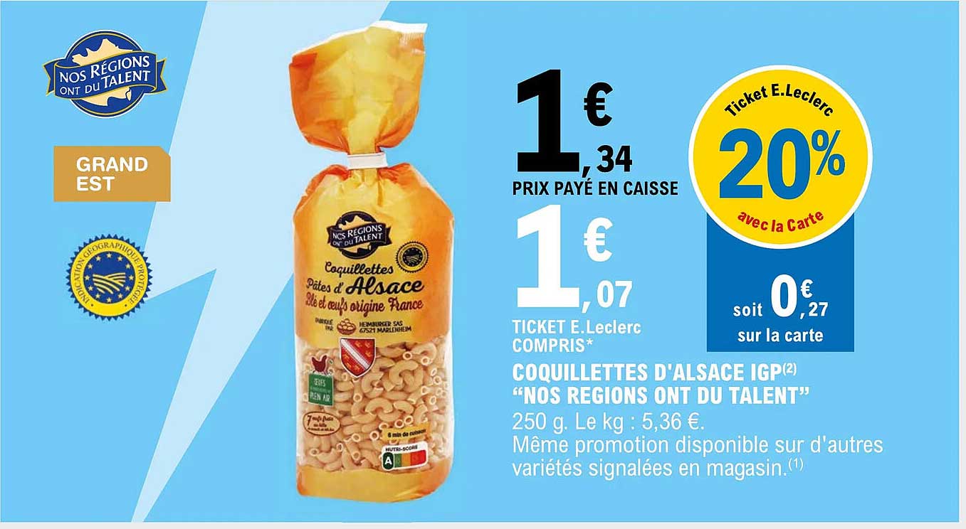 coquillettes d'alsace igp "nos regions ont du talent"