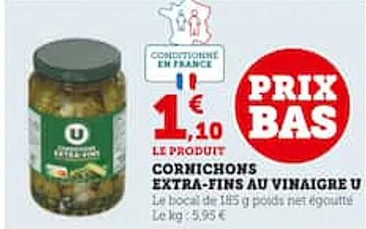 cornichons extra-fins au vinaigre u