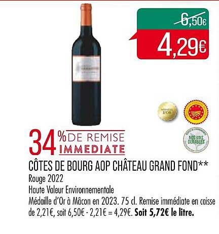 côtes de bourg aop château grand fond