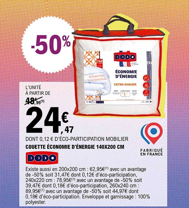 couette économie d'énergie 140 x 200 cm dodo
