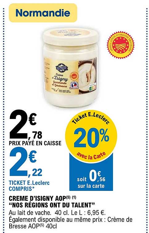 crème d'isigny aop "nos régions ont du talent"