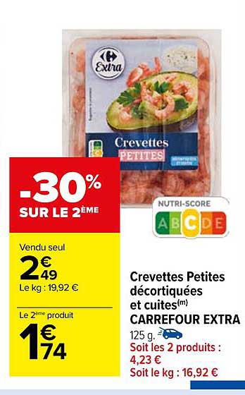 crevettes petites décortiquées et cuites carrefour extra