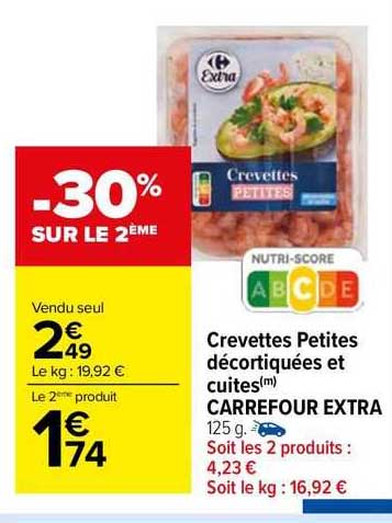 crevettes petites décortiquées et cuites carrefour extra