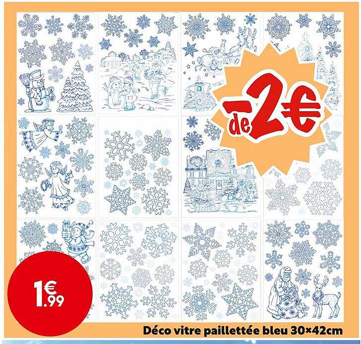 déco vitre paillettée bleu