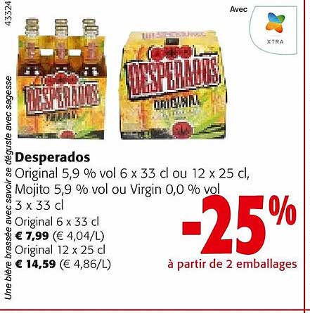 Desperados Original 5,9% Vol, Mojito 5,9% Vol Ou Virgin 0,0% Vol
