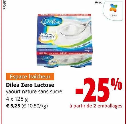 dilea zéro lactose yaourt nature sans sucre