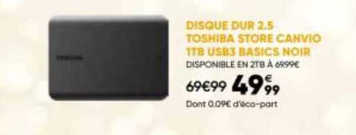 disque dur 2.5 toshiba store canvio 1tb usb3 basics noir