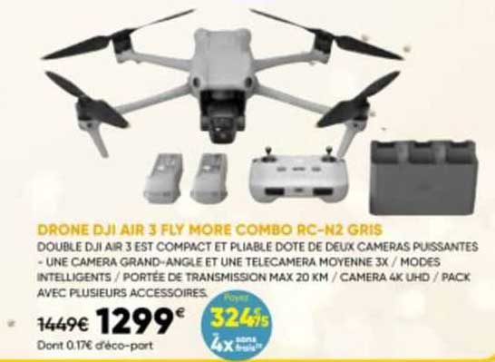 drone dji air 3 fly more combo rc-n2 gris