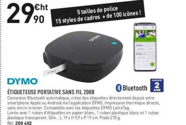 dymo étiqueteuse portative sans fil 200b