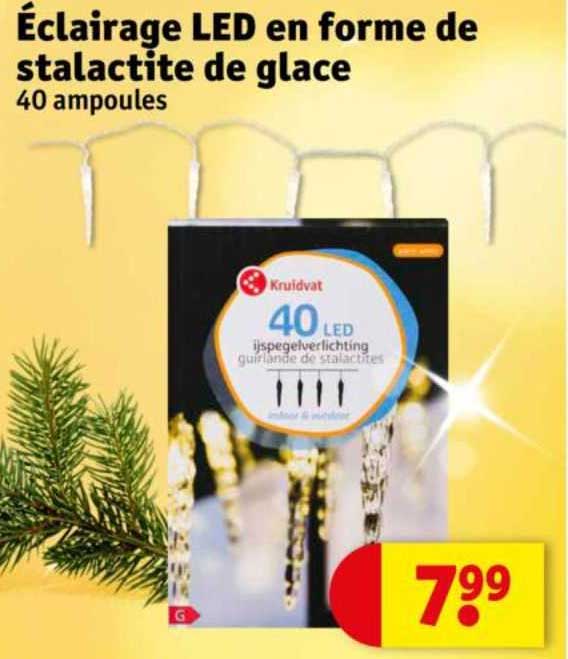 éclairage led en forme de stalactite de glacé 40 ampoules