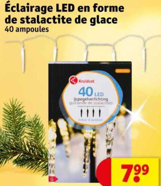 éclairage led en forme de stalactite de glace