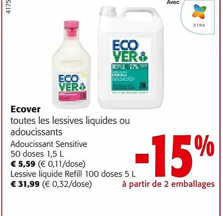 écover les lessives liquides ou adoucissants