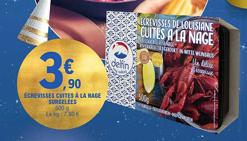 écrevisses cuites à la nage surgelées