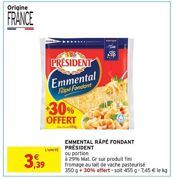 Emmental Râpé Fondant Président
