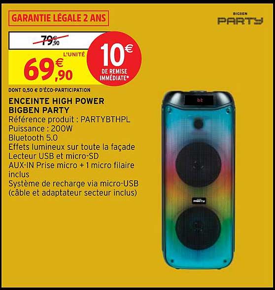 enceinte high power bigben party