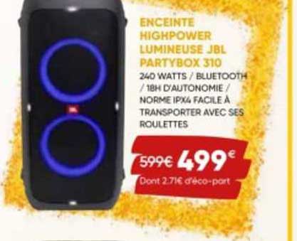 enceinte highpower lumineuse jbl partybox 310