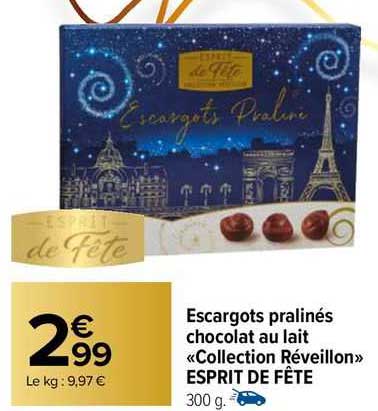 escargots pralinés chocolat au lait "collection réveillon" esprit de fête