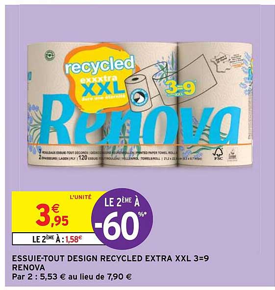 essuie-tout design recycled extra XXL 3=9 renova