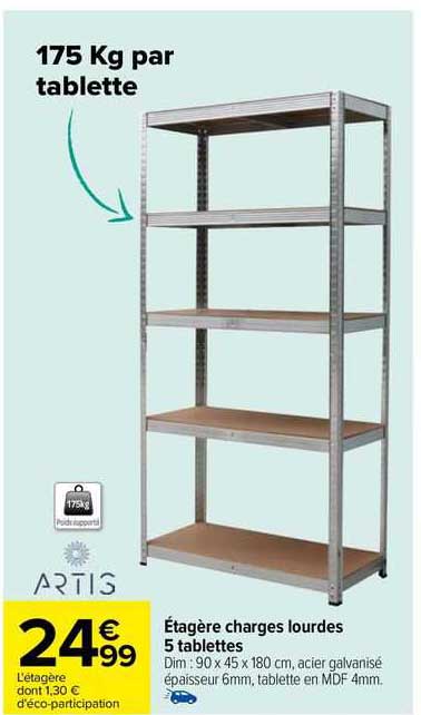 étagère charges lourdes 5 tablettes